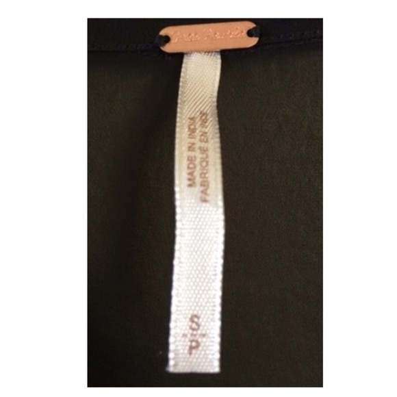 Free People Black Red Floral Embroidered Sheer V-neck Tunic Long Sleeve SP - Picture 9 of 10